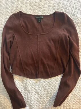 House of Harlow 1960 Ribbed Knit Top in Deep Brown